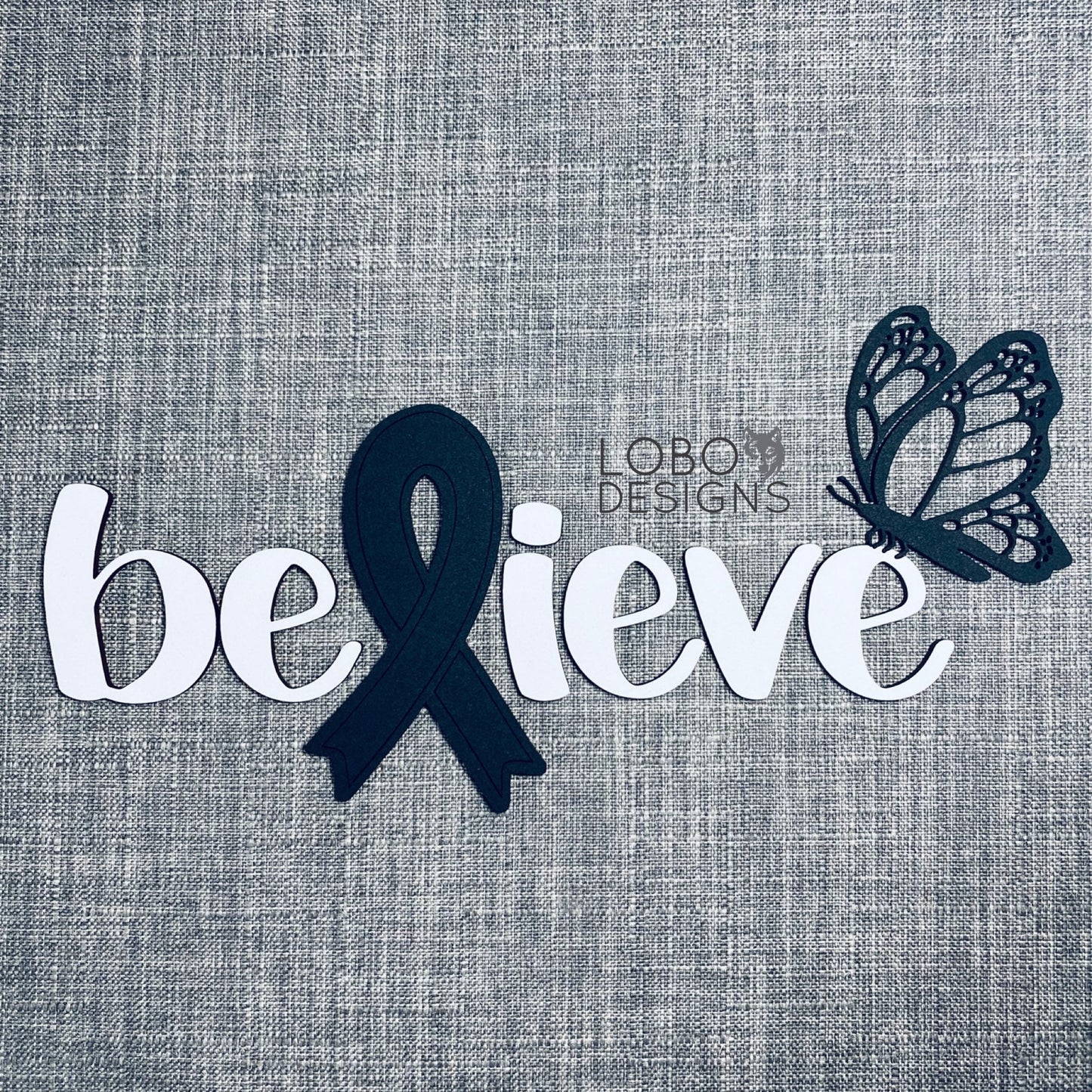 Digital Design — "Believe" w/ Ribbon, Butterfly, Backboard, and Frame