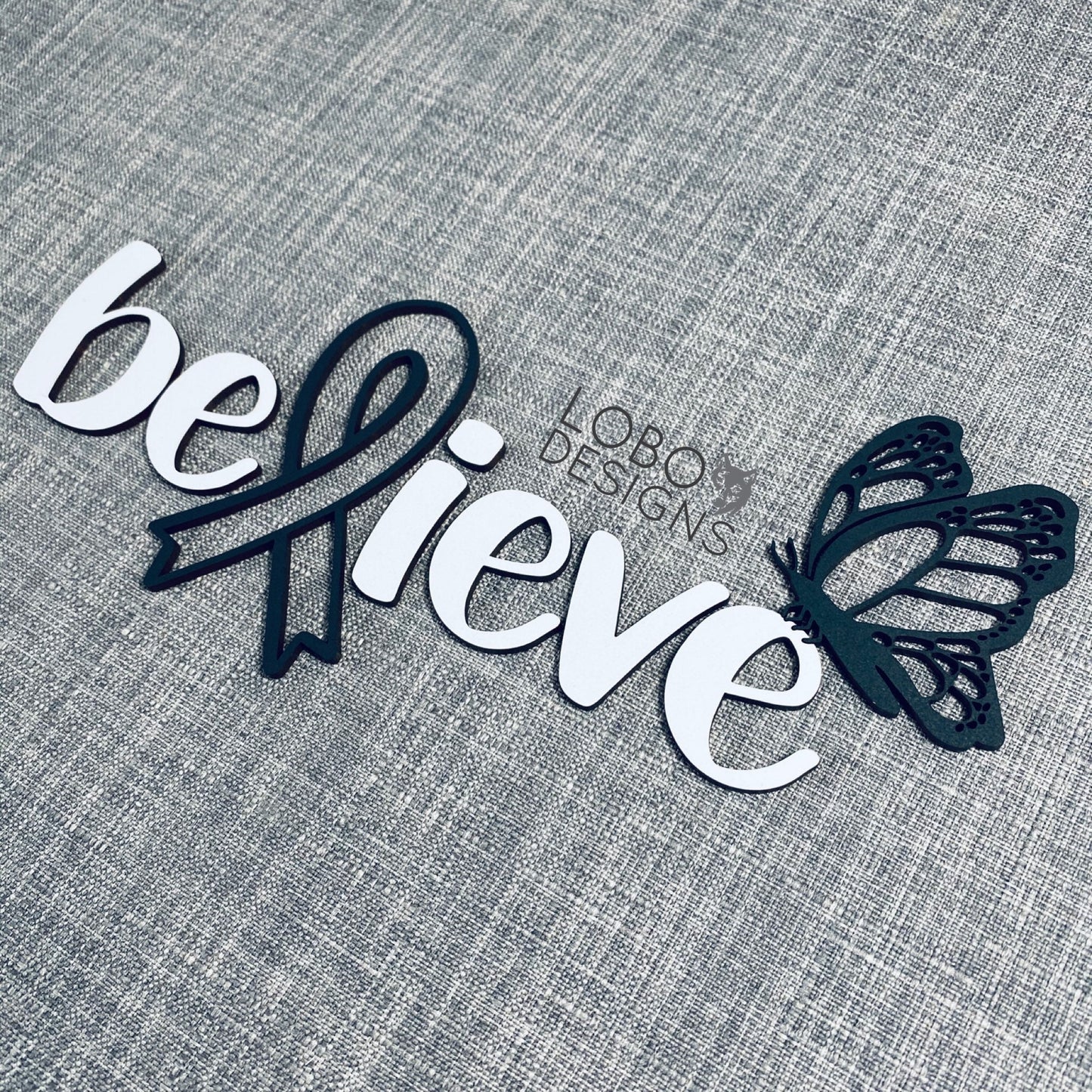 Digital Design — "Believe" w/ Ribbon, Butterfly, Backboard, and Frame