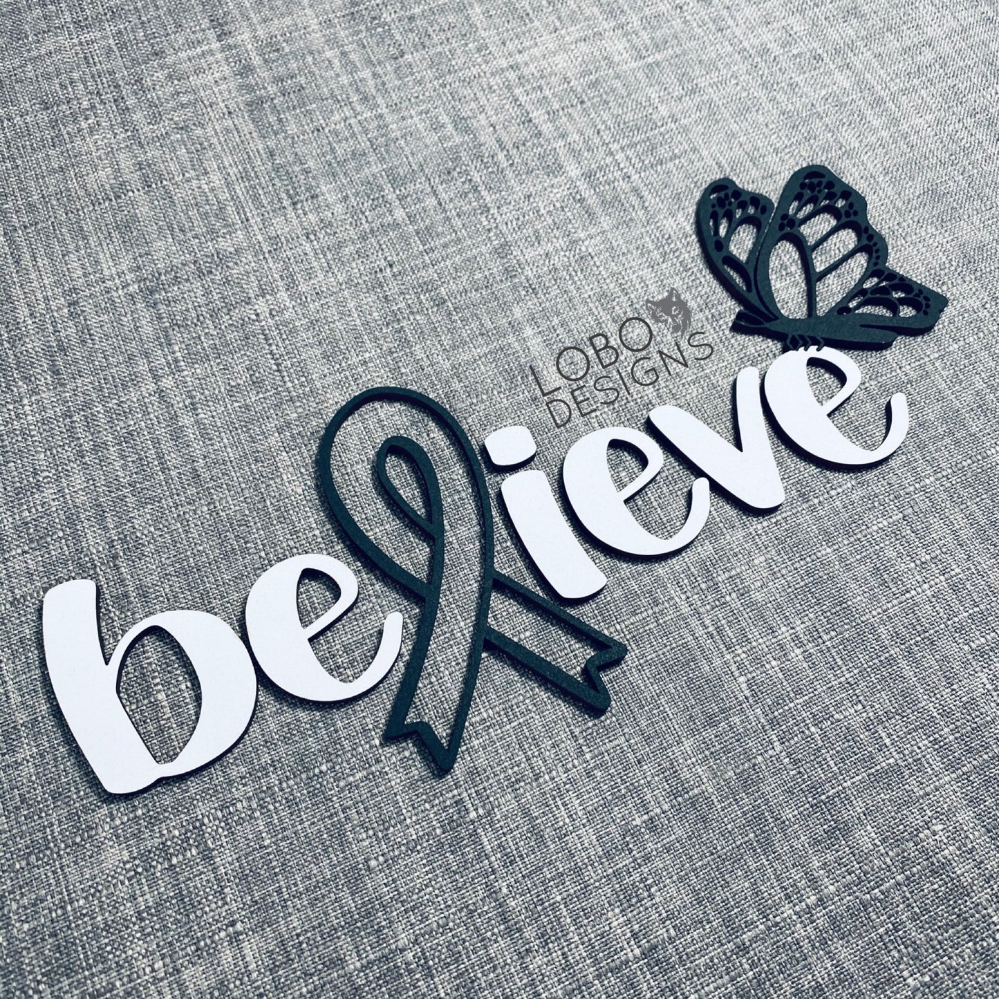Digital Design — "Believe" w/ Ribbon, Butterfly, Backboard, and Frame