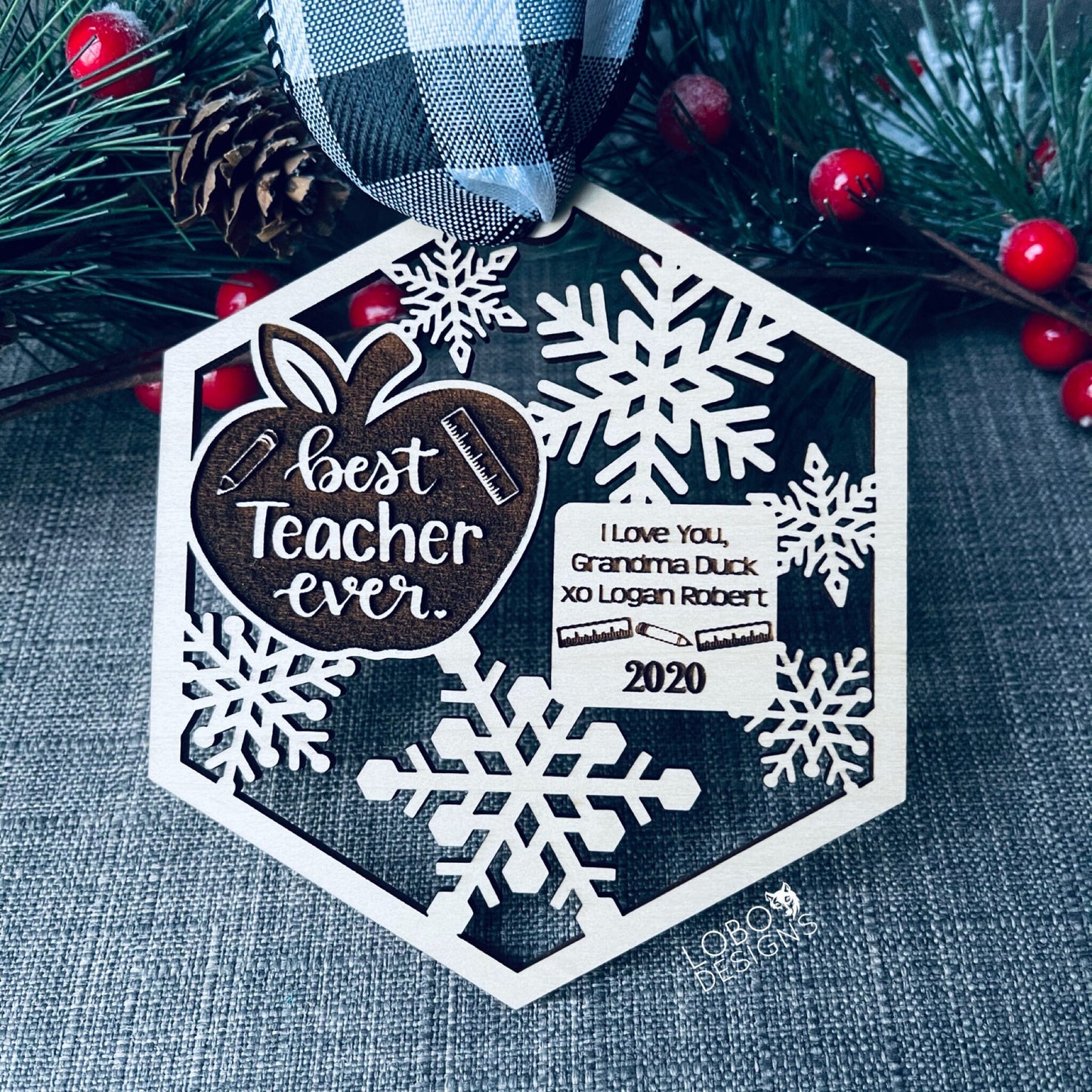 Digital Design — Best Teacher Ever Snowflake Hexagon Ornament
