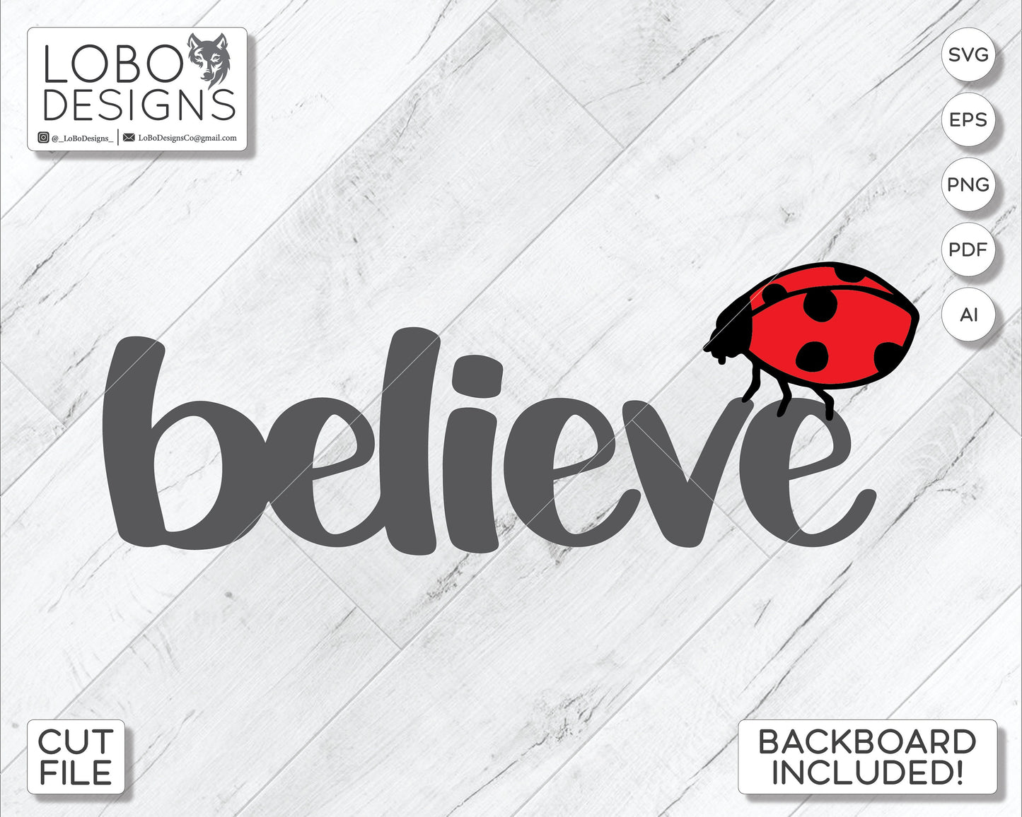 Digital Design — "Believe" w/ Ladybug, Backboard, and Frame