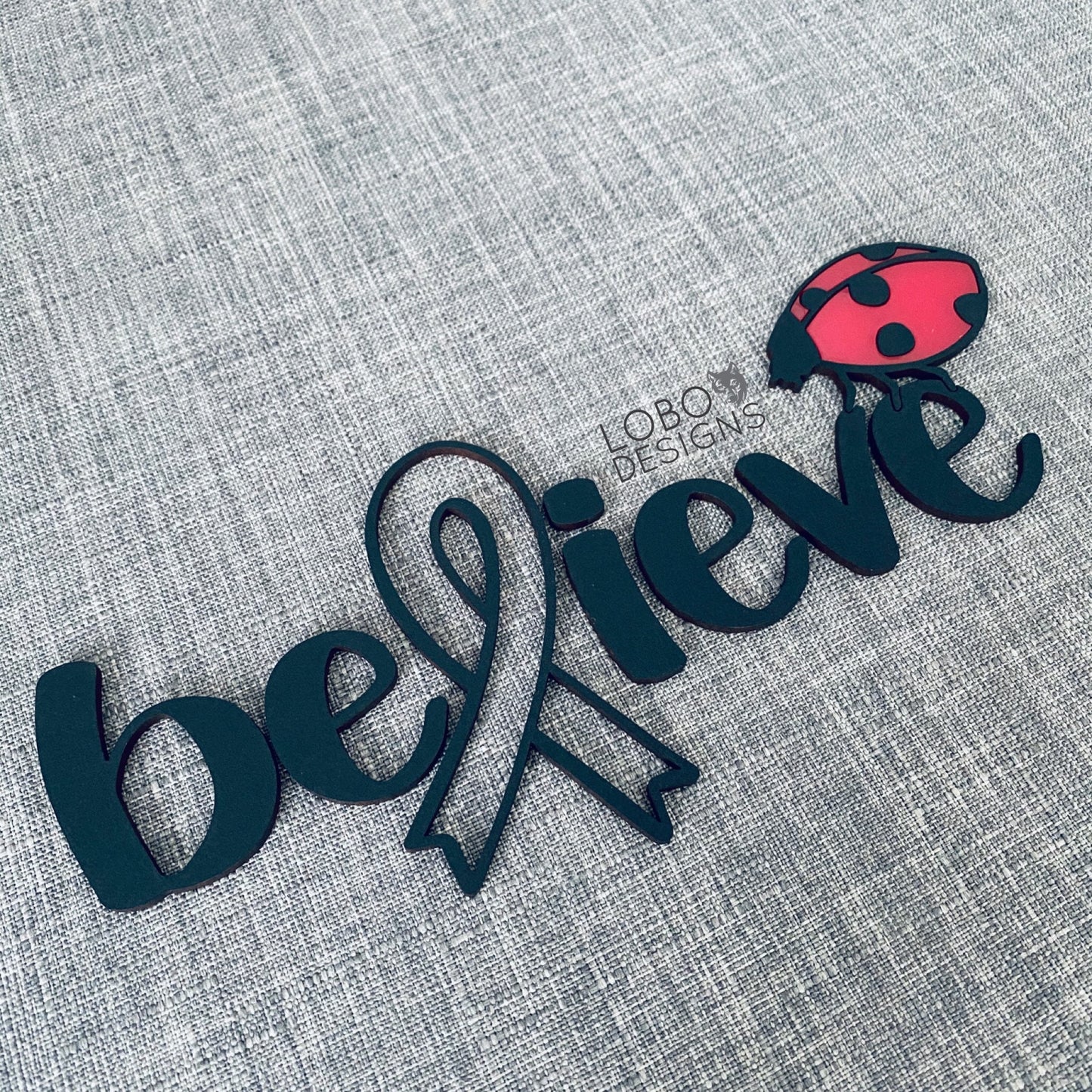 Digital Design — "Believe" w/ Ribbon, Ladybug, Backboard, and Frame