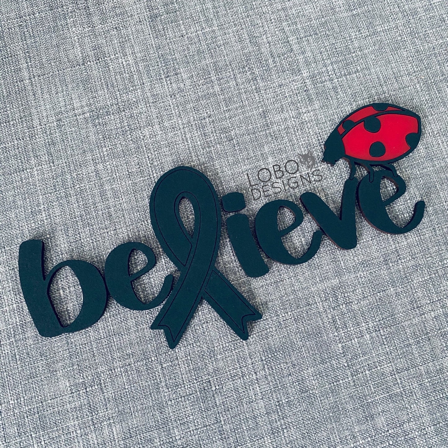 Digital Design — "Believe" w/ Ribbon, Ladybug, Backboard, and Frame