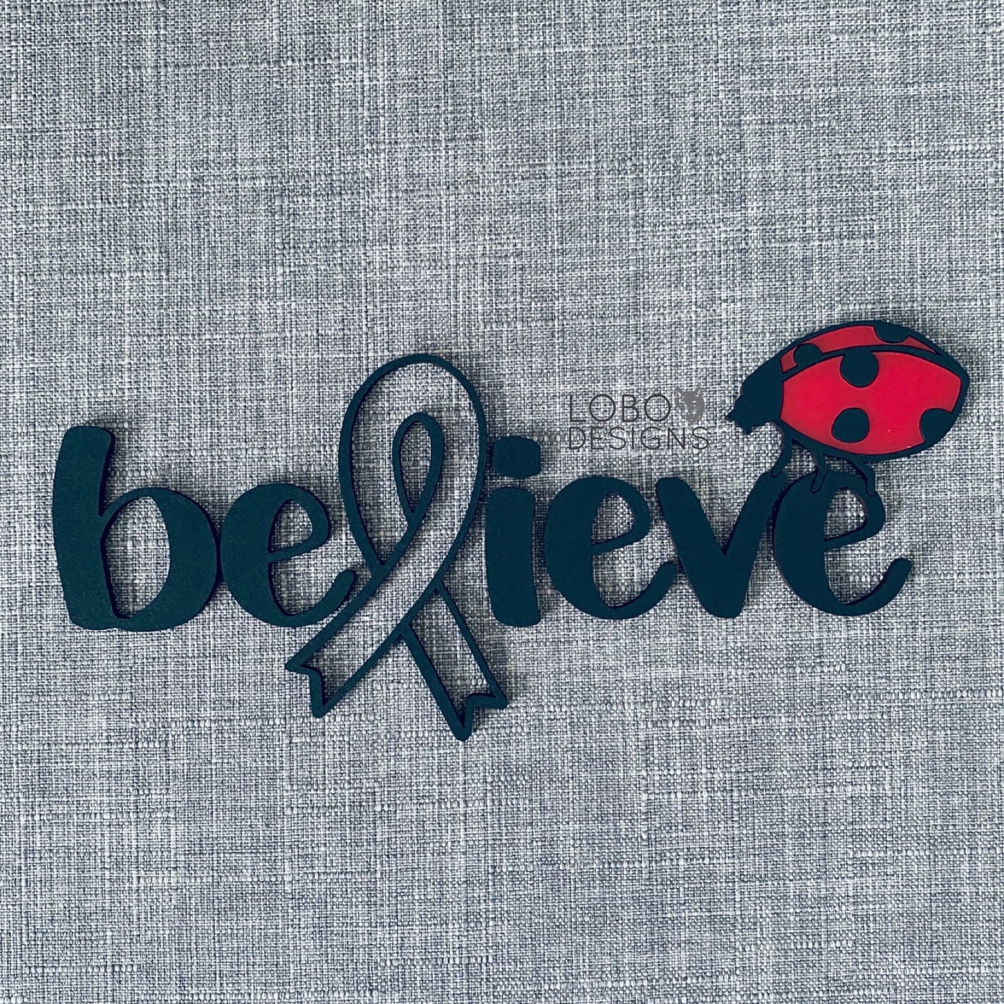 Digital Design — "Believe" w/ Ribbon, Ladybug, Backboard, and Frame