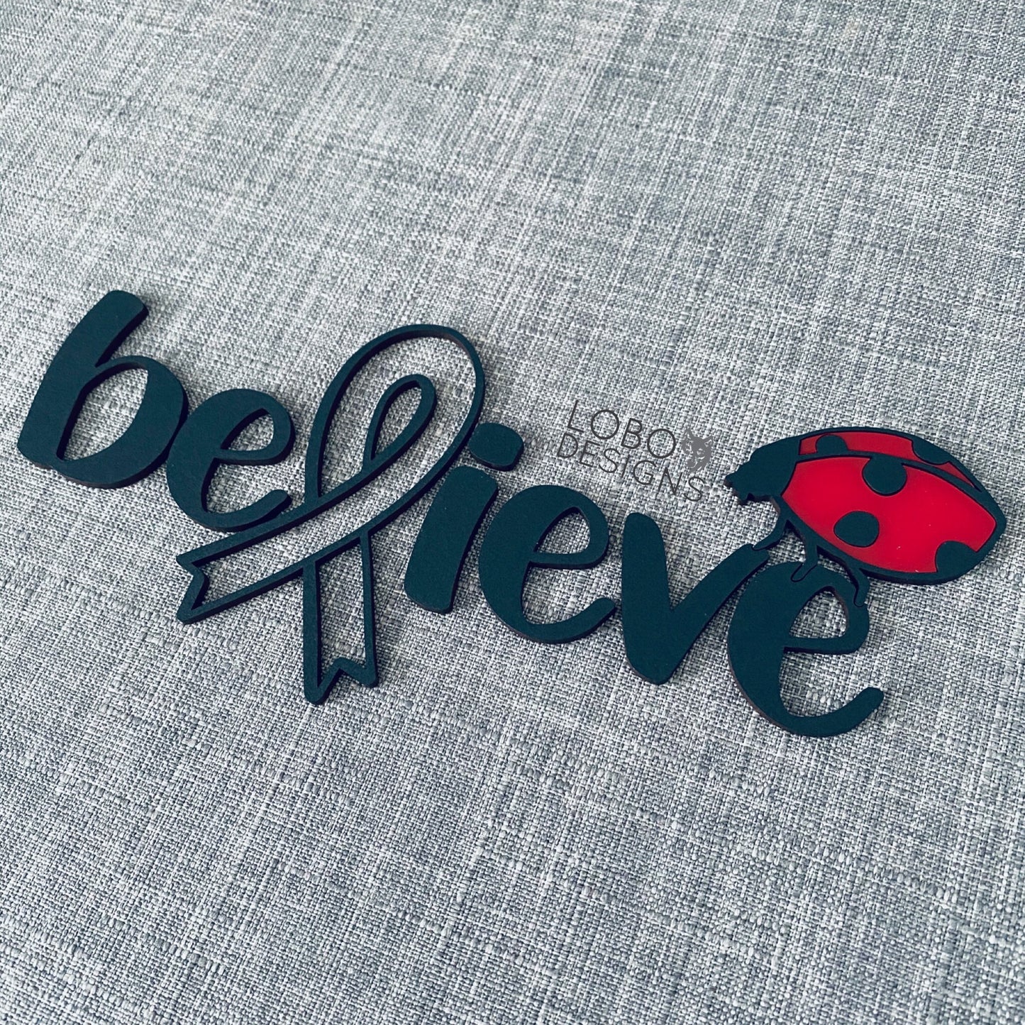 Digital Design — "Believe" w/ Ribbon, Ladybug, Backboard, and Frame