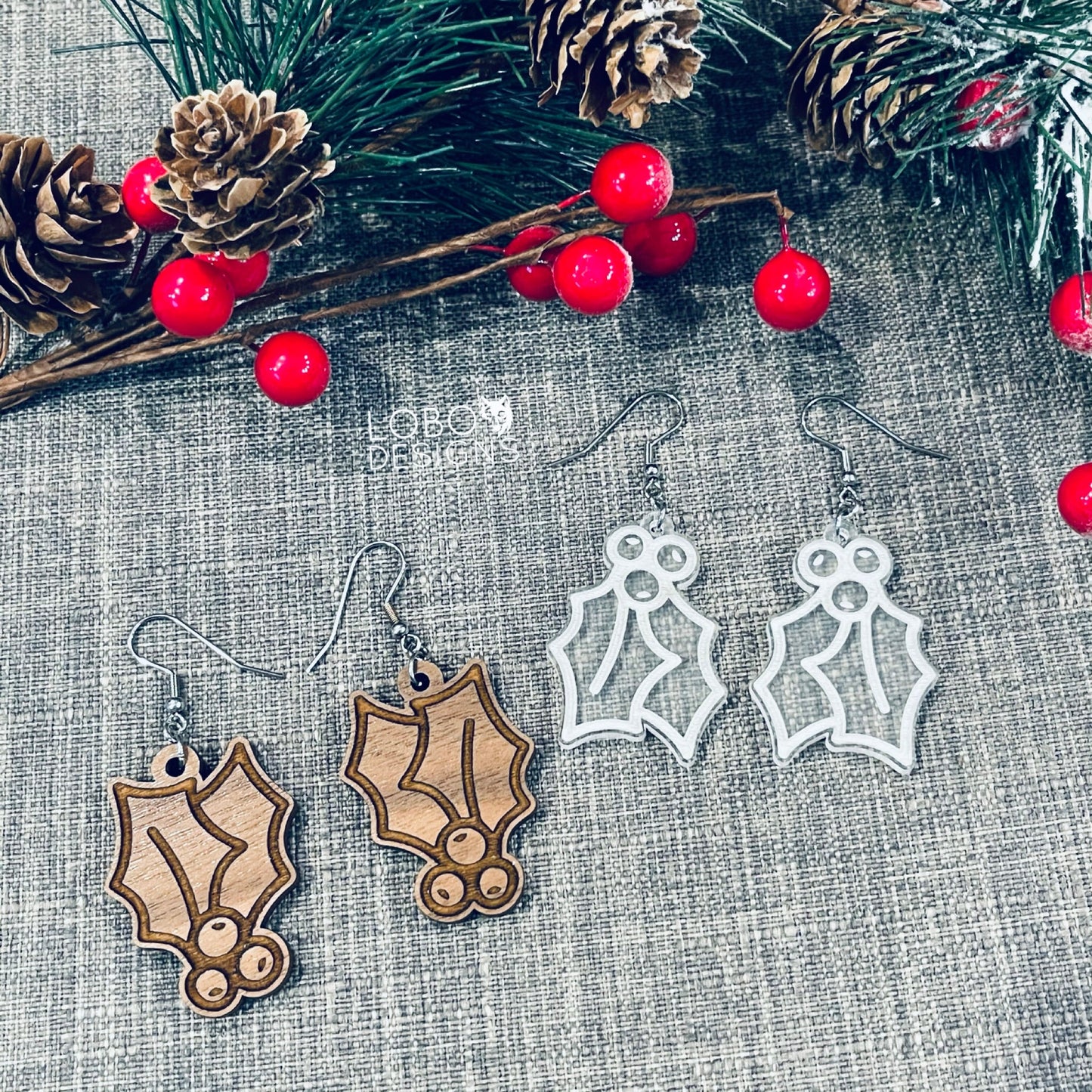 Digital Design Bundle — Holly Leaf Earrings (two designs included)