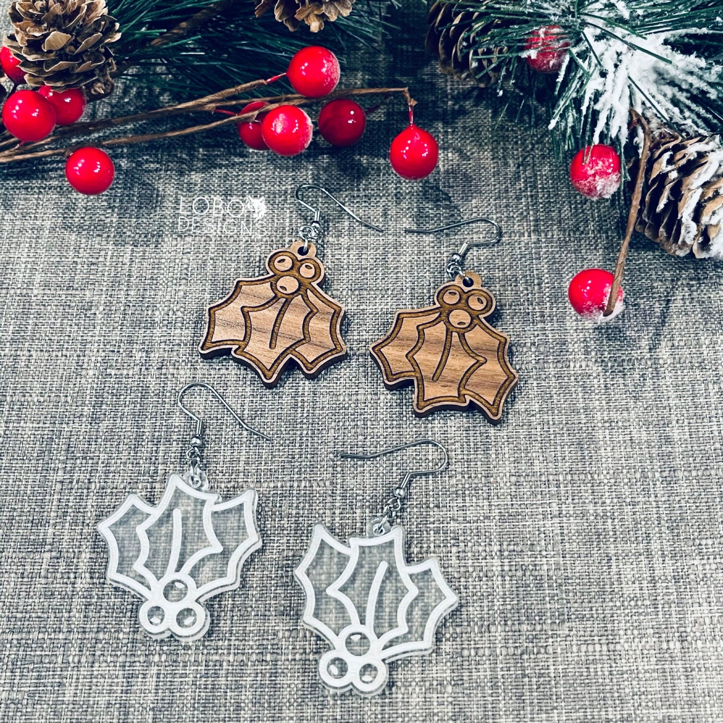 Digital Design Bundle — Holly Leaf Earrings (two designs included)