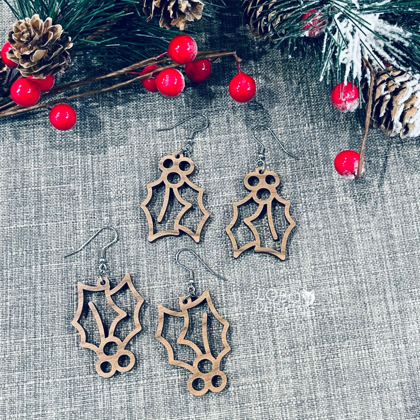 Digital Design Bundle — Holly Leaf Earrings (two designs included)