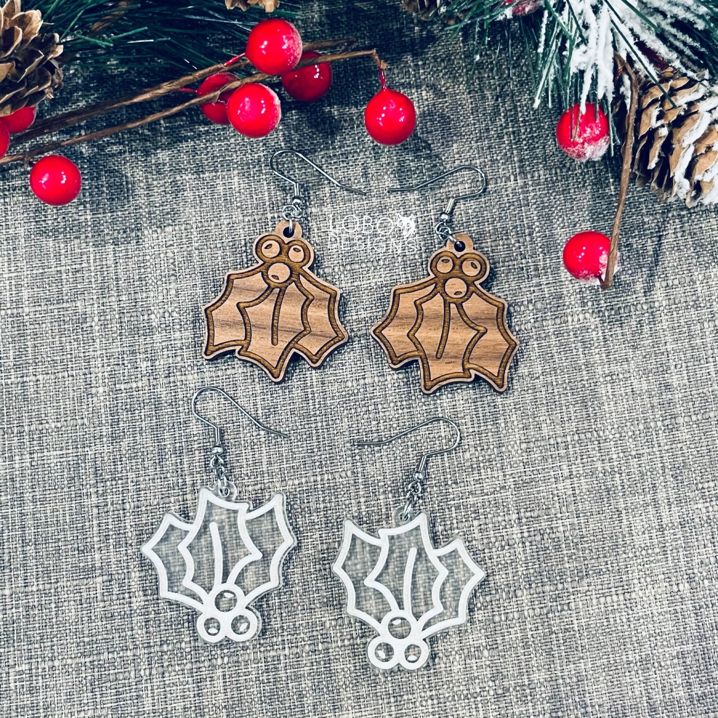 Digital Design Bundle — Holly Leaf Earrings (two designs included)