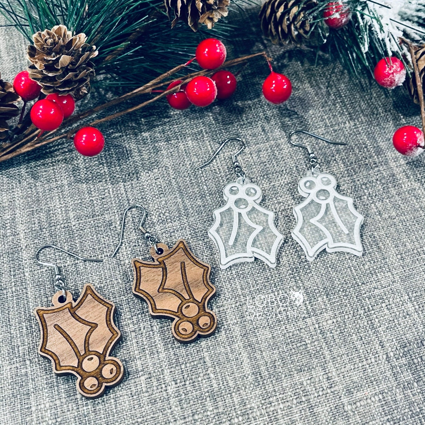 Digital Design Bundle — Holly Leaf Earrings (two designs included)