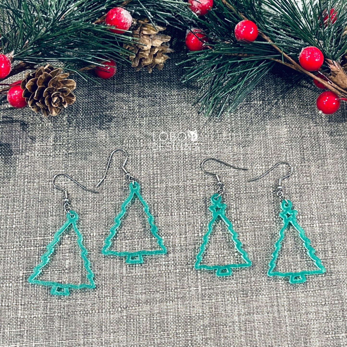 Digital Design Bundle — Christmas Tree Earrings (two designs included)