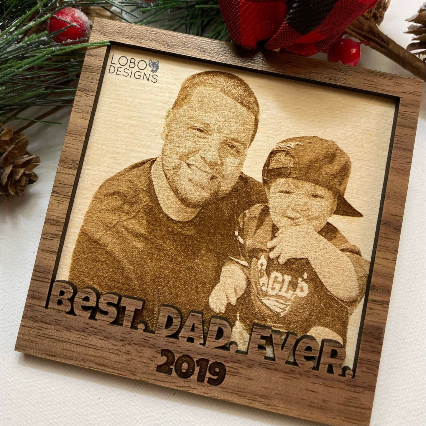 Digital Design — Best Dad Ever Holiday Ornament (includes 2020 through 2025; add your own photo)