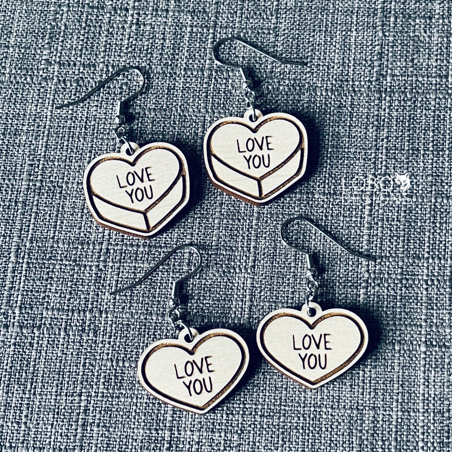 Digital Design — Candy Heart "Love You" Earrings