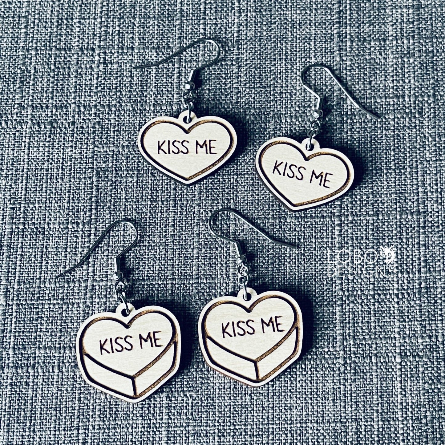 Digital Design — Candy Heart "Kiss Me" Earrings