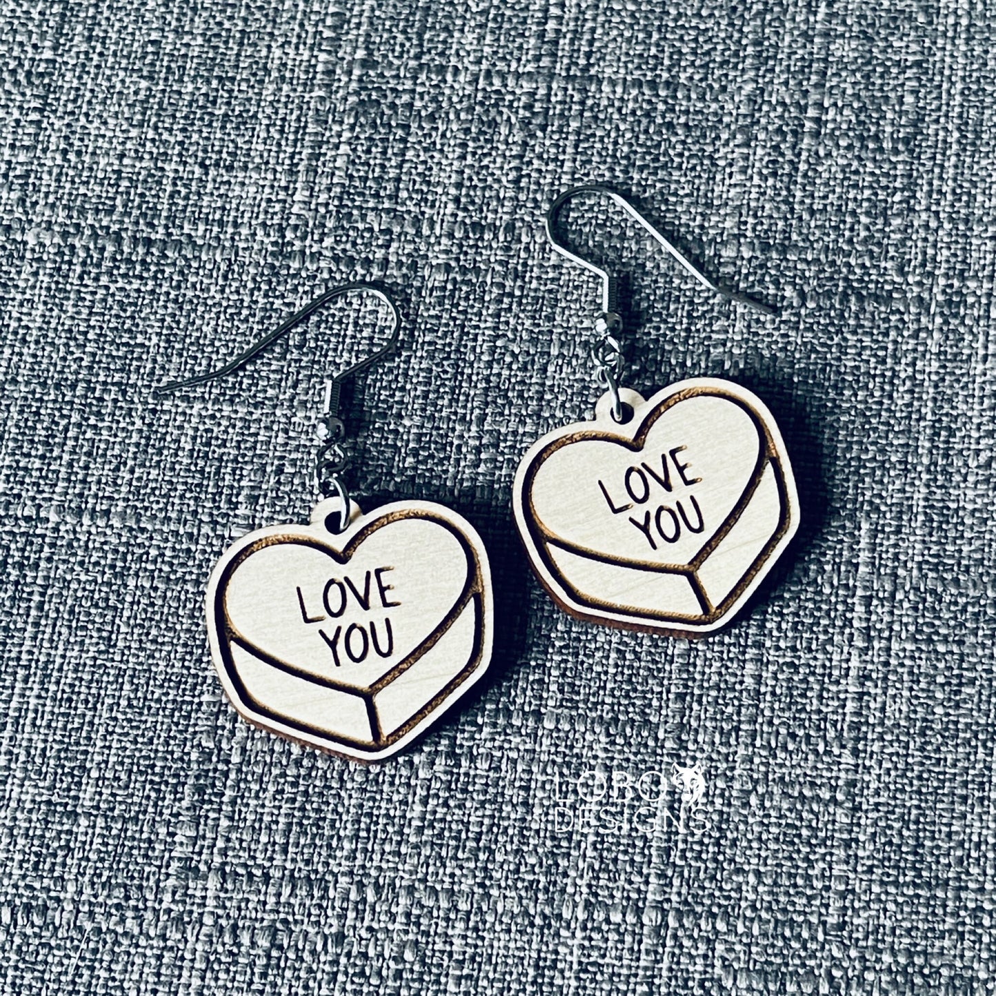 Digital Design — Candy Heart "Love You" Earrings