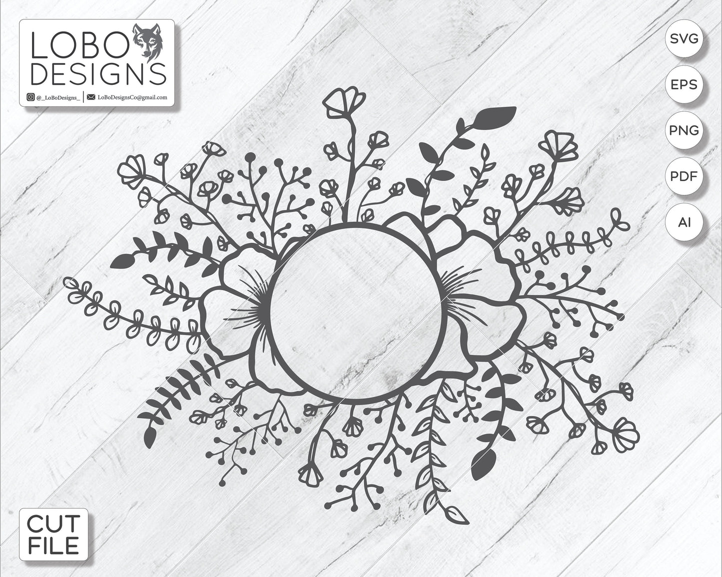 Digital Design — Floral with Circle Cutout