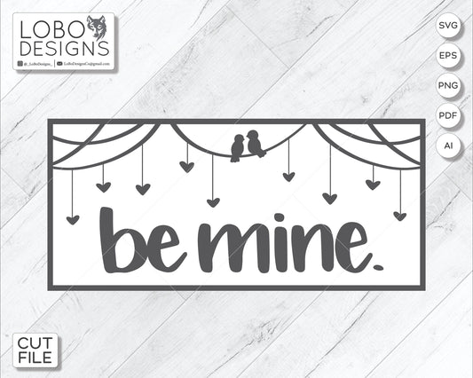 Digital Design — Love Birds with "Be Mine" and Hearts