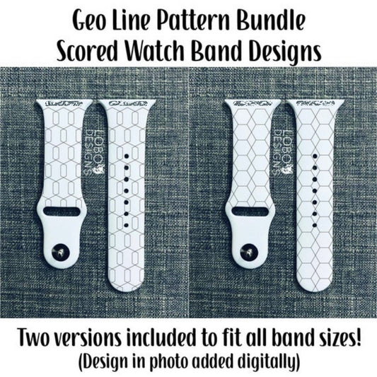 Digital Design Bundle — Geometric Line Watch Band Pattern (two designs included for scoring or engraving)