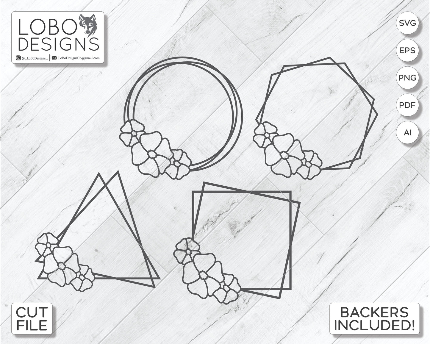 Digital Design — Floral Geometric Frames and Backboards