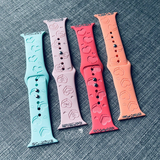 Digital Design Bundle — Candy Heart Boxes Watch Band Patterns (four designs included)